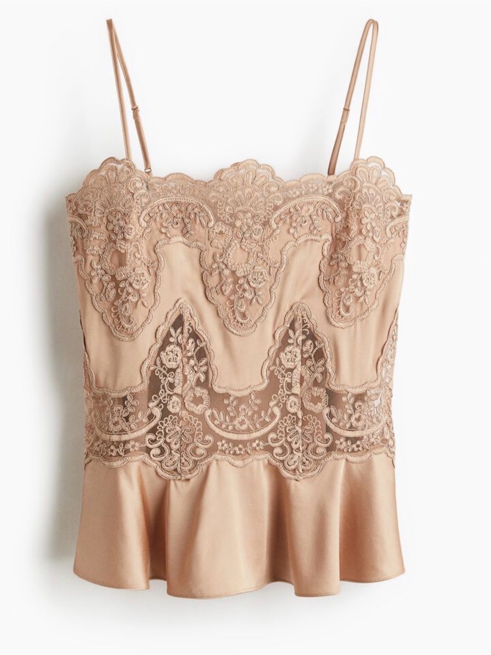 H&M Edition Lace-Inset Satin Strappy Top